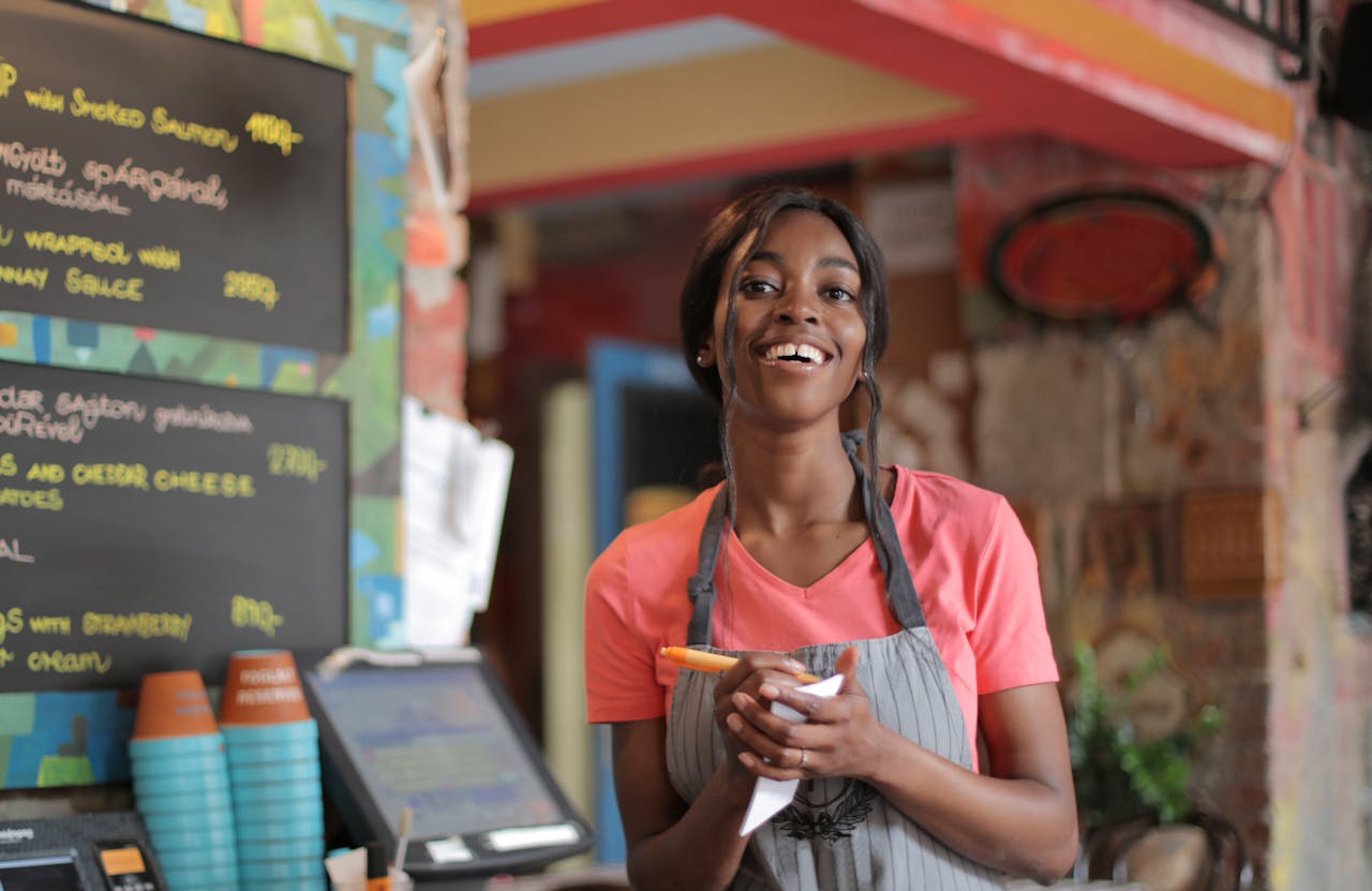 Smiling frontline staff using Arova